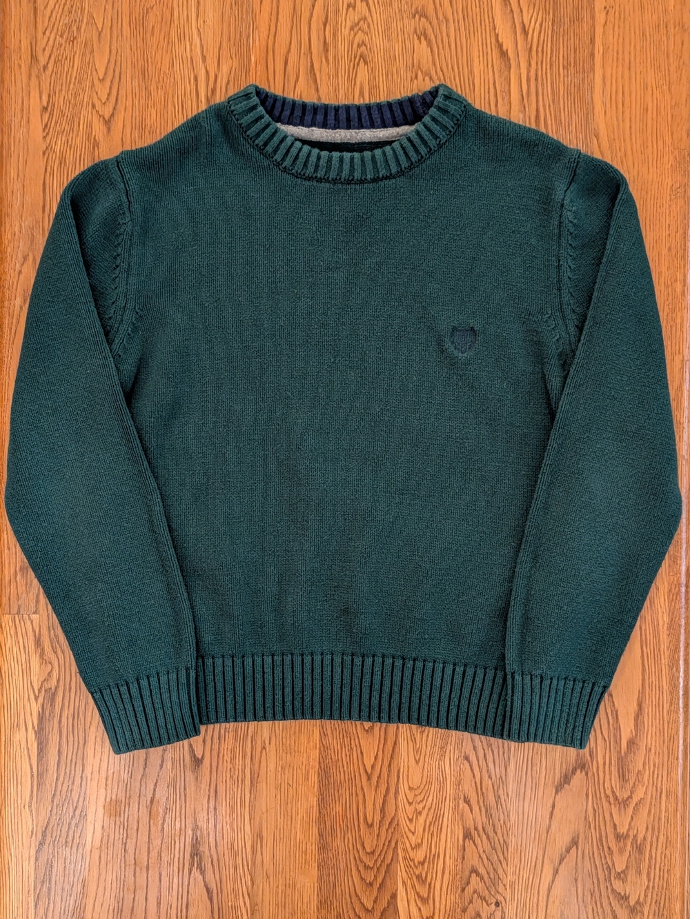 Chaps Boys Dark Forest Green Crew Neck Cotton Sweater